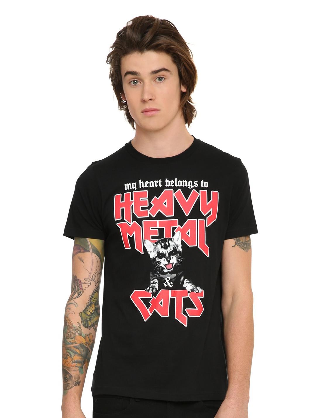Heavy Metal & Cats T-Shirt, BLACK, hi-res
