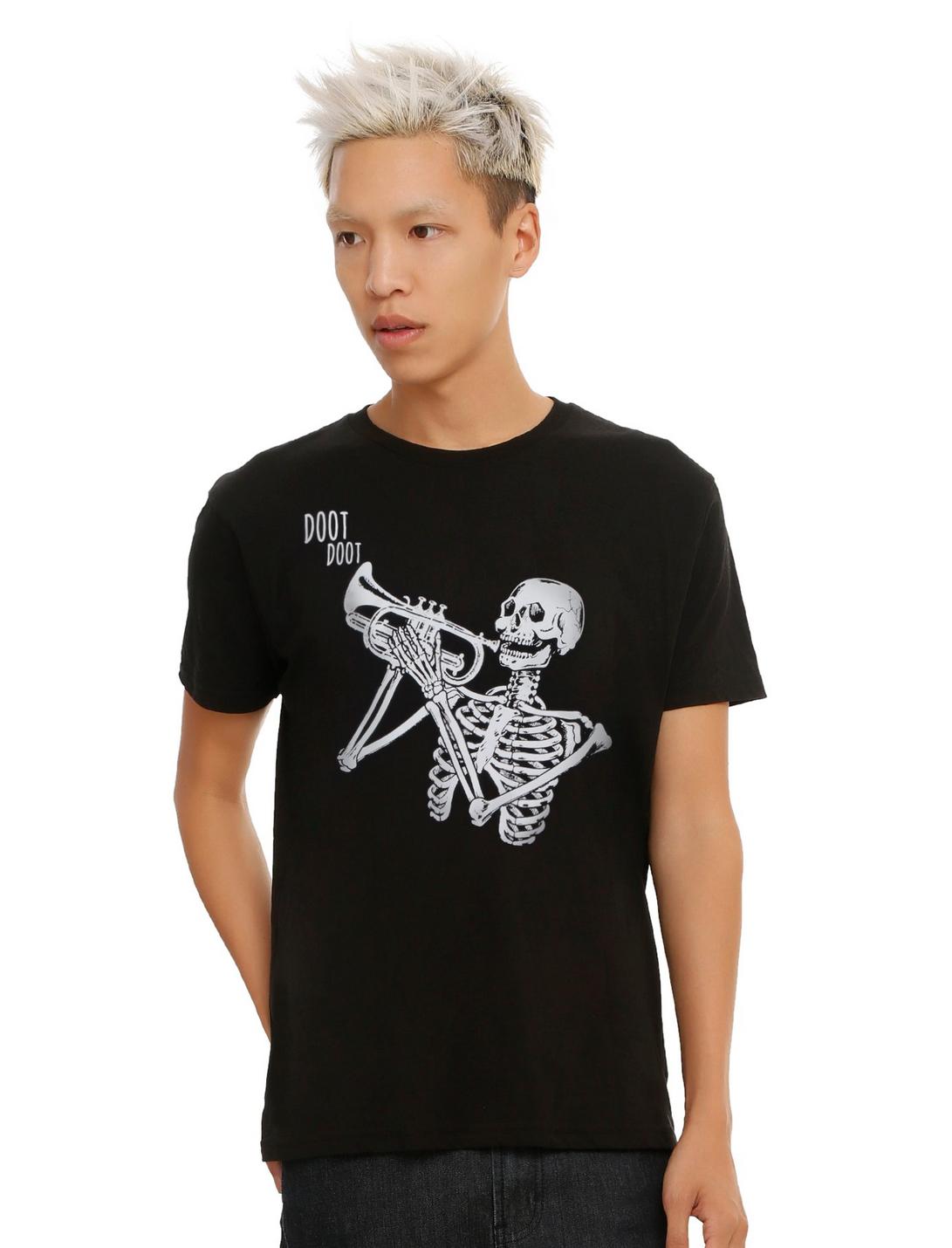 Skeleton Trumpet T-Shirt, BLACK, hi-res