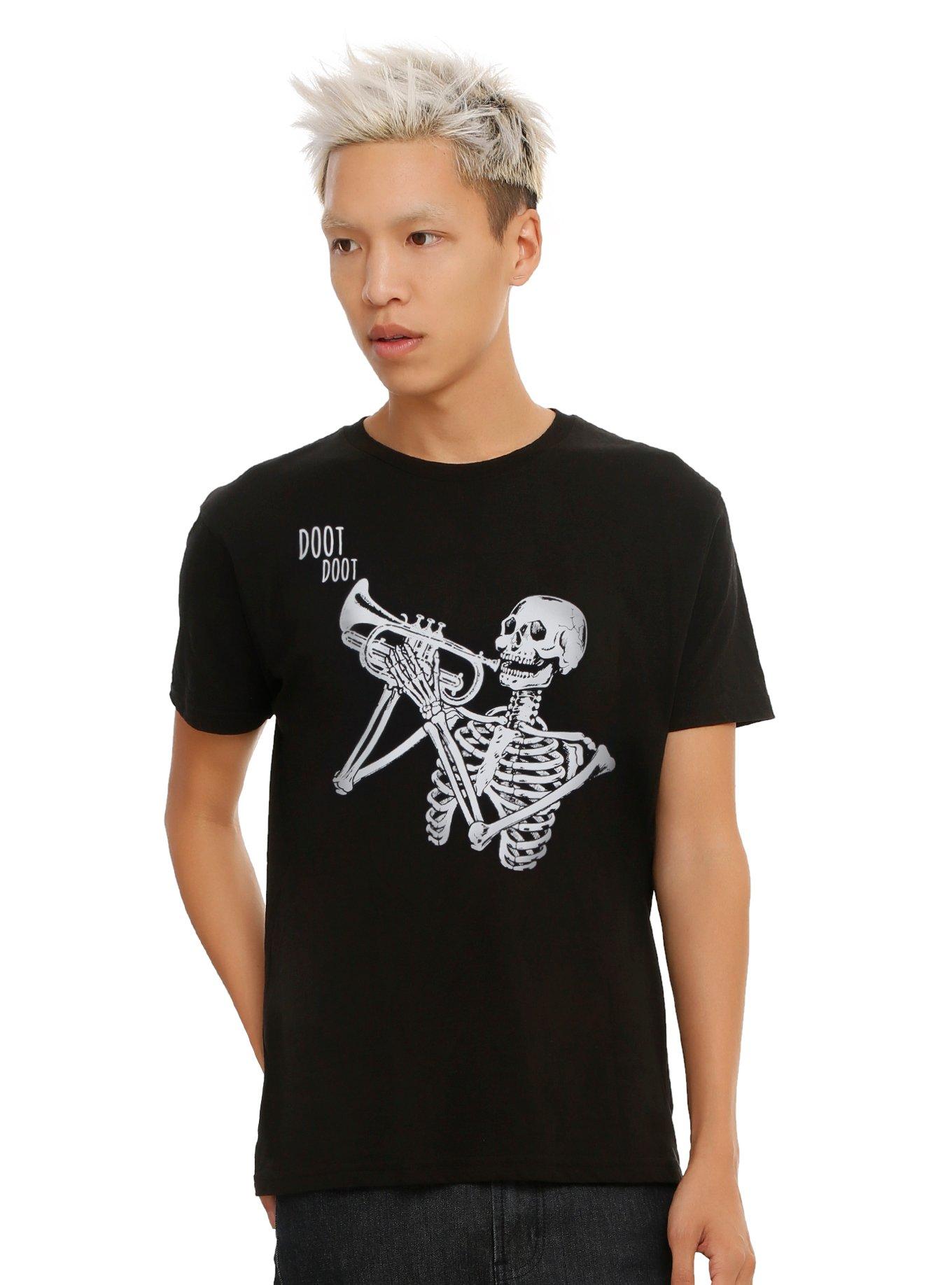Skeleton Trumpet T-Shirt, BLACK, hi-res