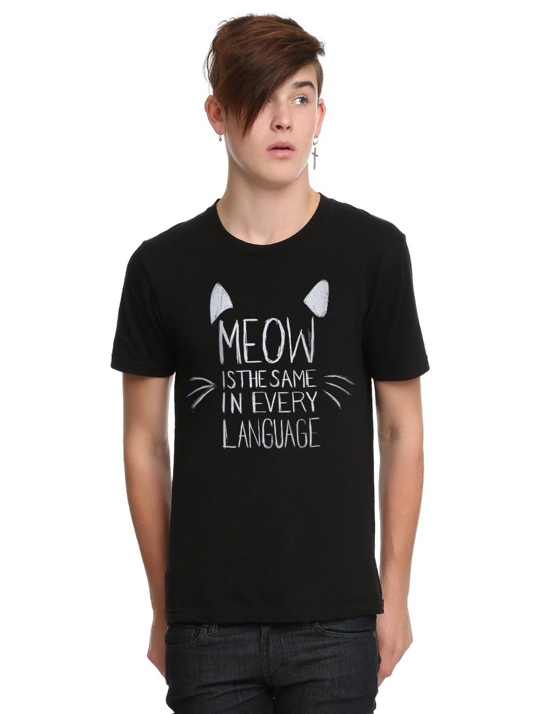 Meow Same Language T-Shirt, BLACK, hi-res