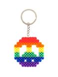 Rainbow Peace Sign Plastic Bead Key Chain, , hi-res