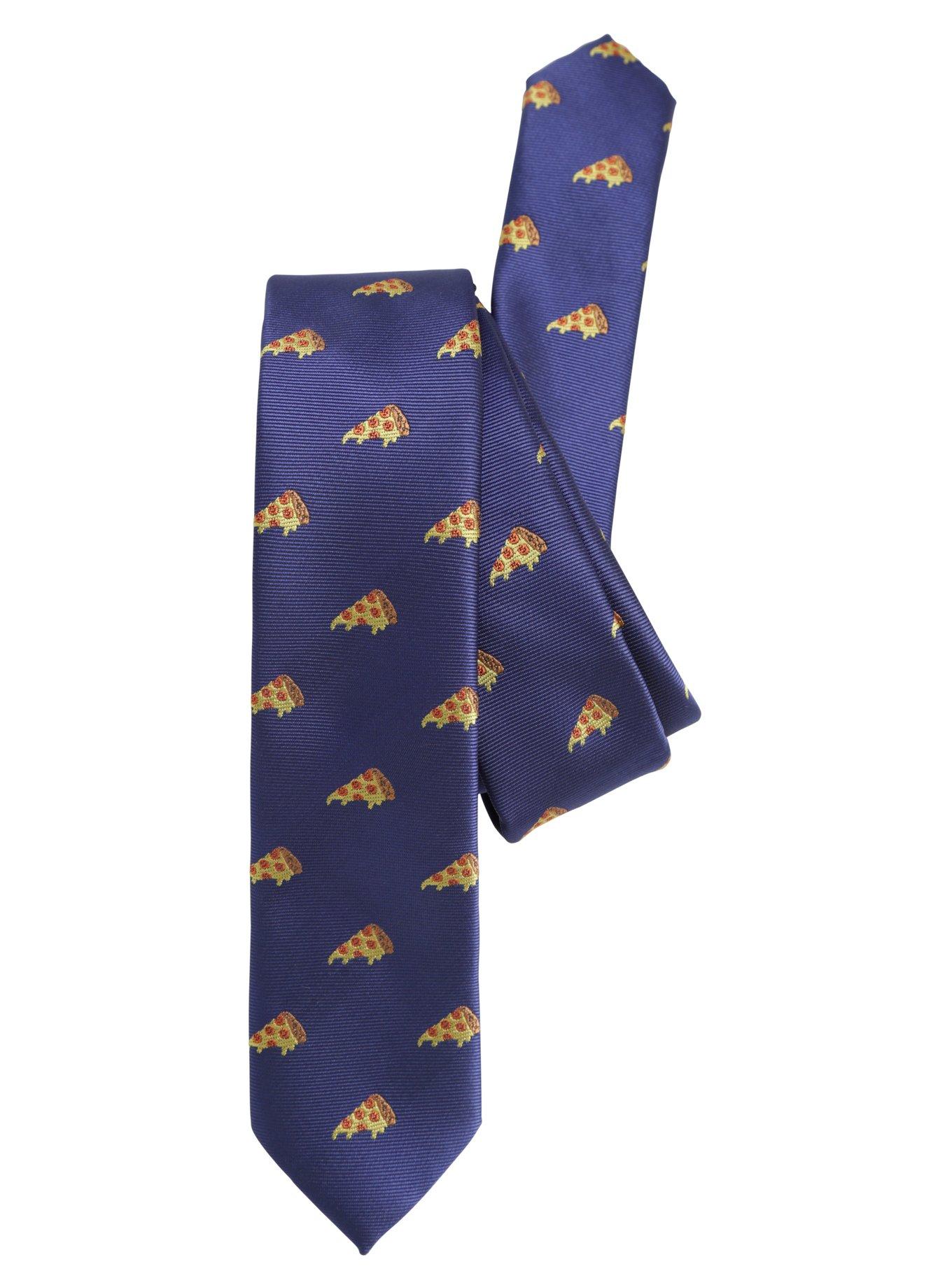 Pizza Print Navy Skinny Tie, , hi-res