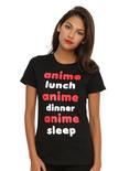 Anime Lunch Dinner Sleep Girls T-Shirt, BLACK, hi-res