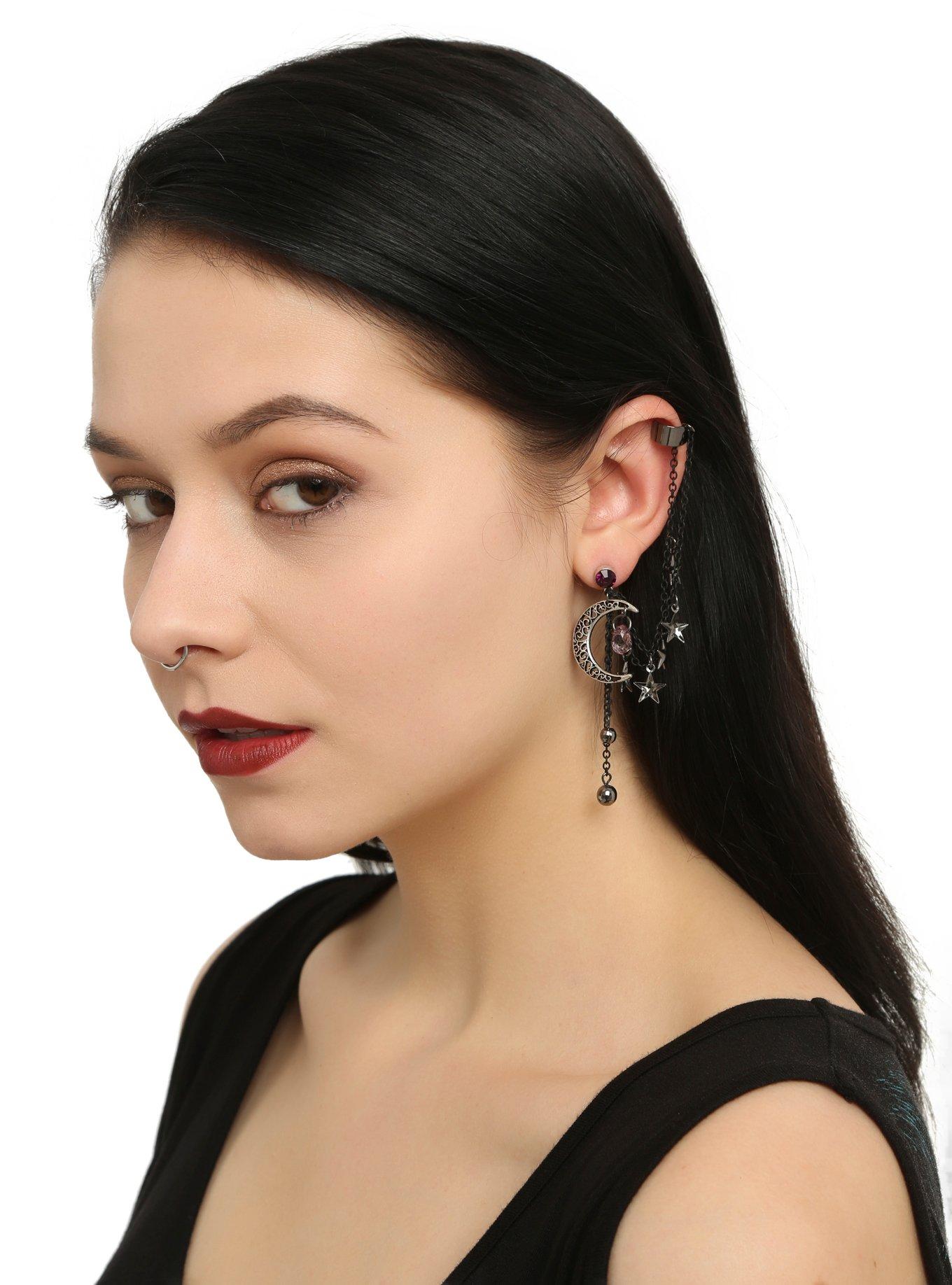 Moon & Stars Cuff Earrings, , hi-res