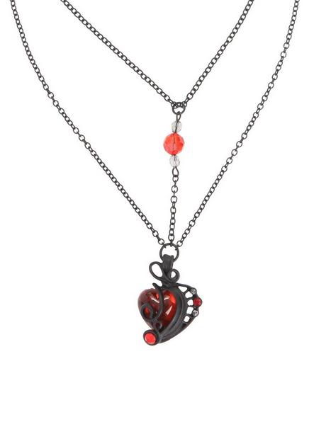 Black Red Heart Layered Necklace | Hot Topic