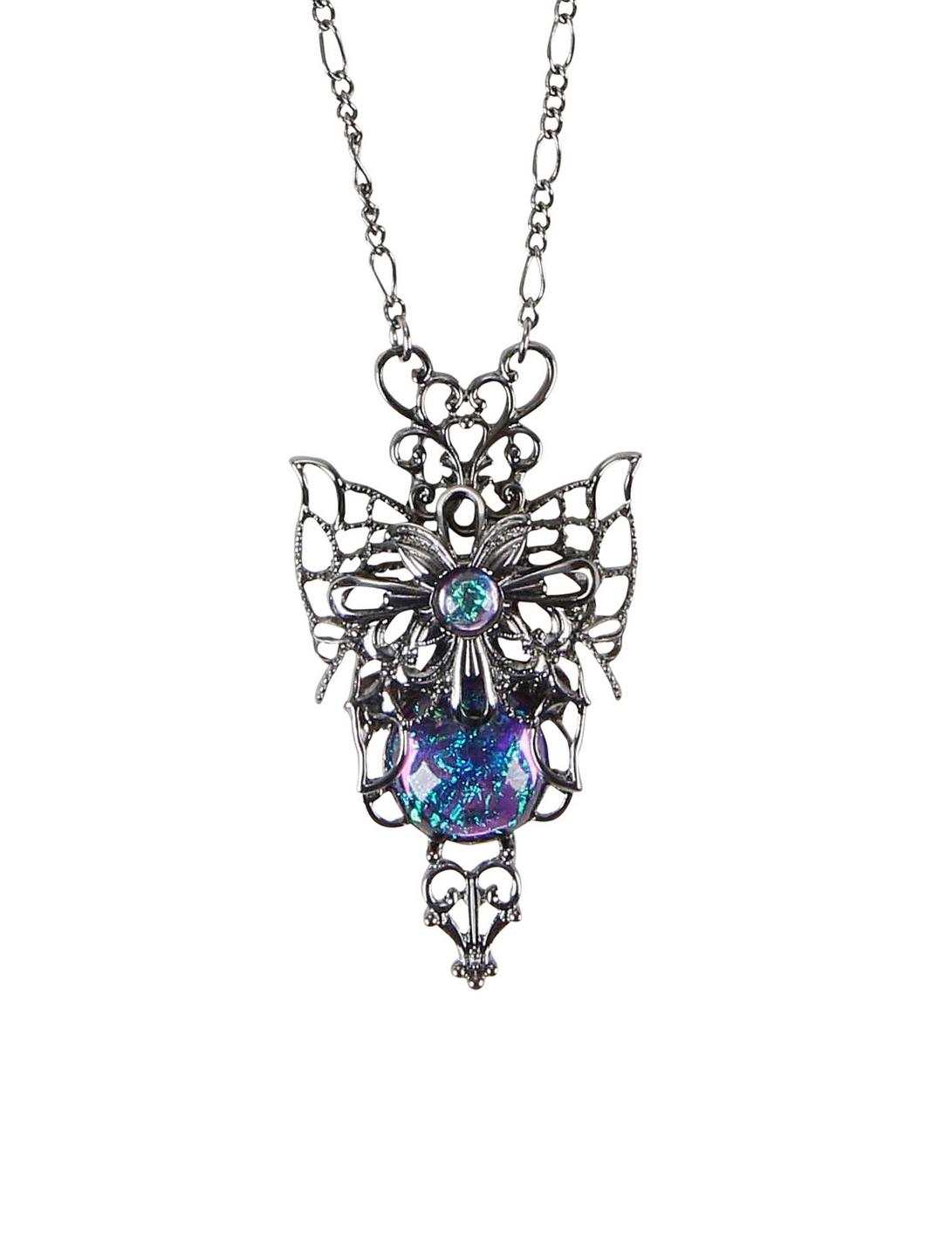 Filigree Opal Butterfly Necklace, , hi-res