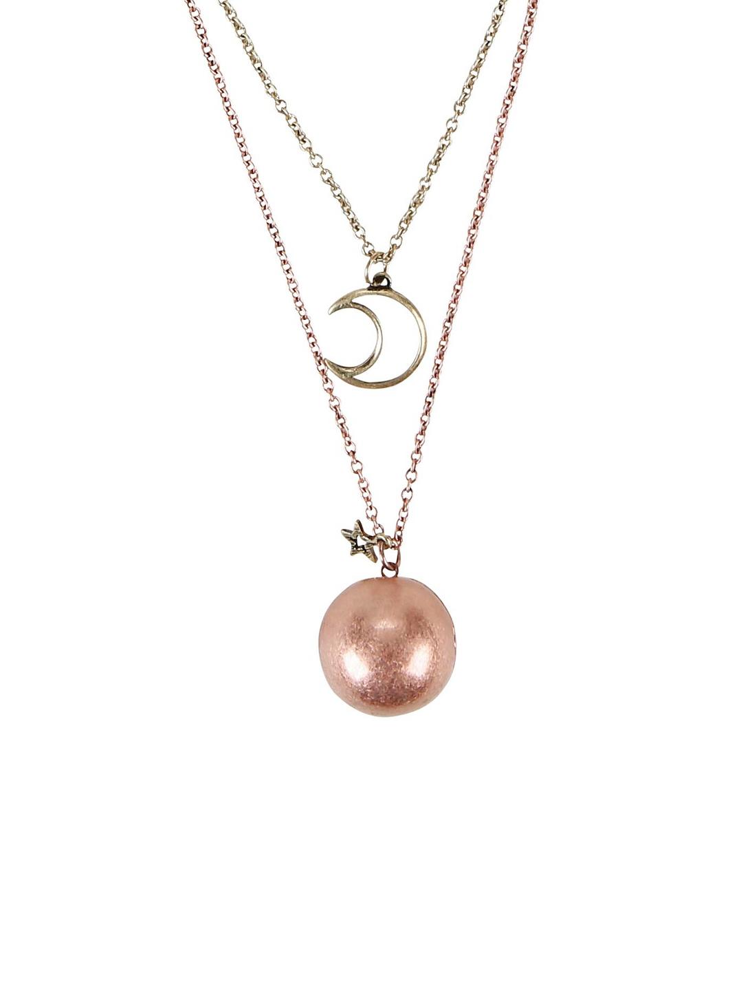 Moon & Sphere Locket Layered Necklace, , hi-res