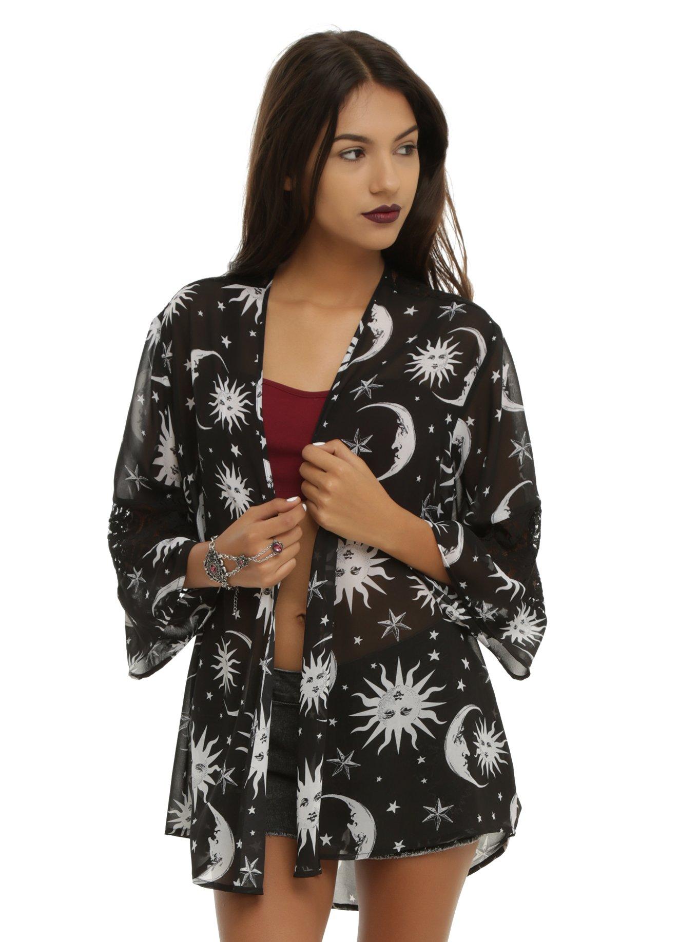 Mystic Moon Kimono Top, BLACK, hi-res