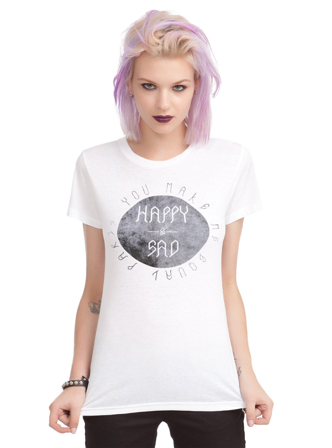 Equal Parts Happy & Sad Girls T-Shirt, WHITE, hi-res