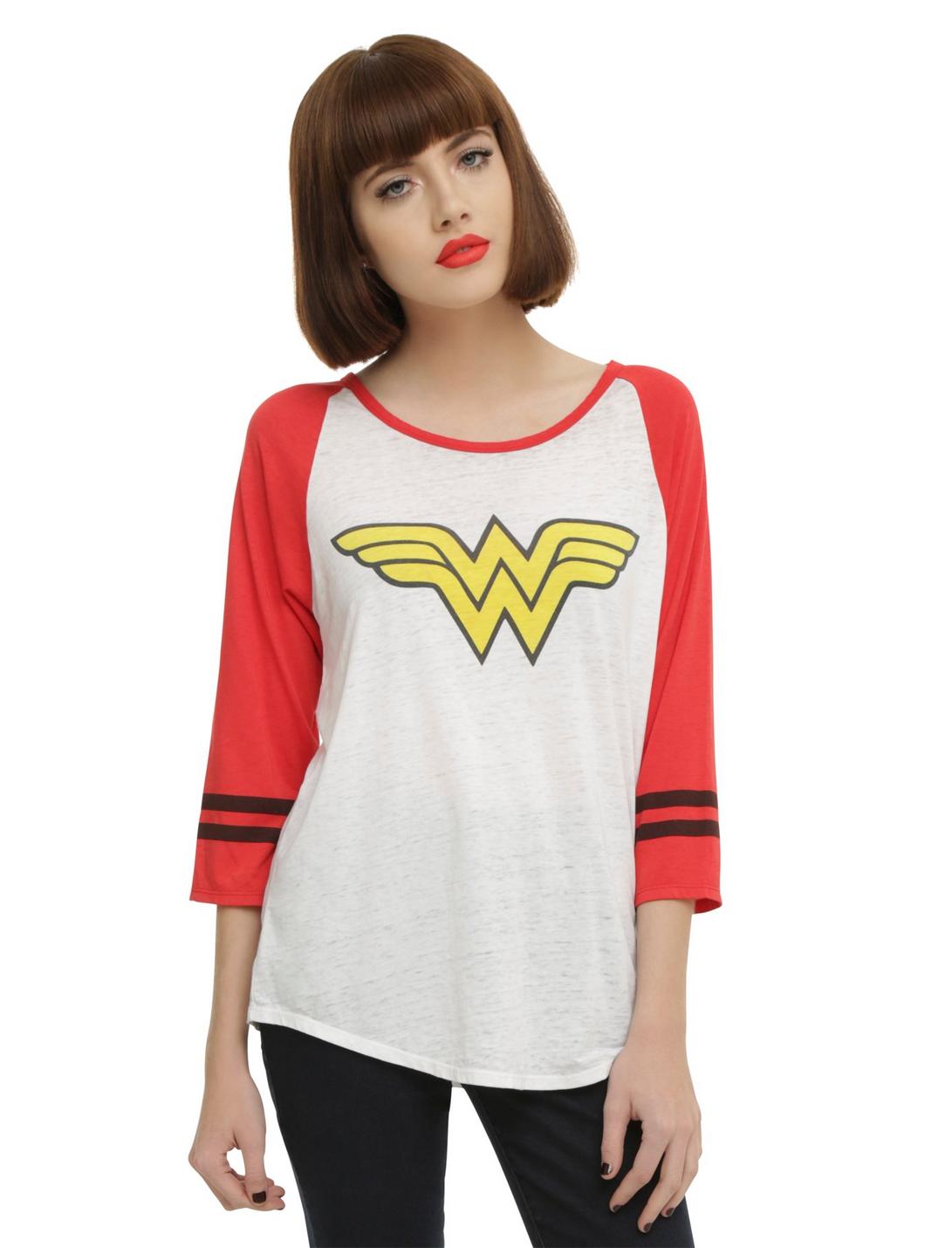 DC Comics Wonder Woman Burnout Girls Raglan, WHITE, hi-res