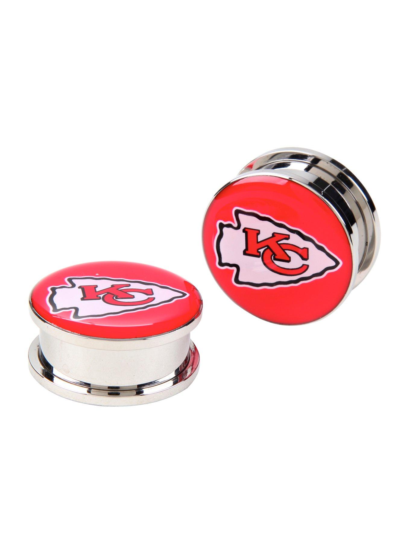 NFL Kansas City Chiefs Steel Spool Plug 2 Pack, RED, hi-res