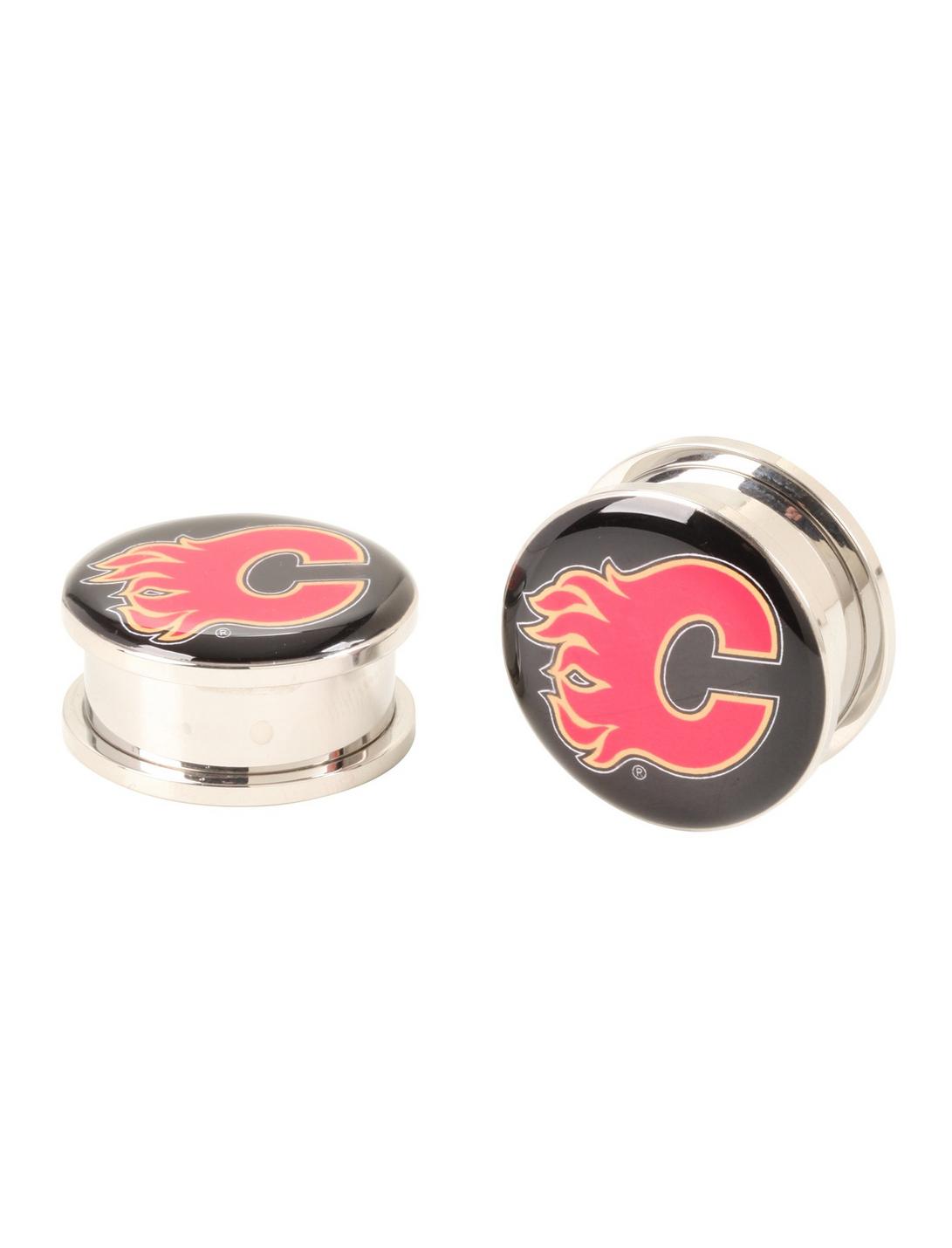 NHL Calgary Flames Steel Spool Plug 2 Pack, RED, hi-res