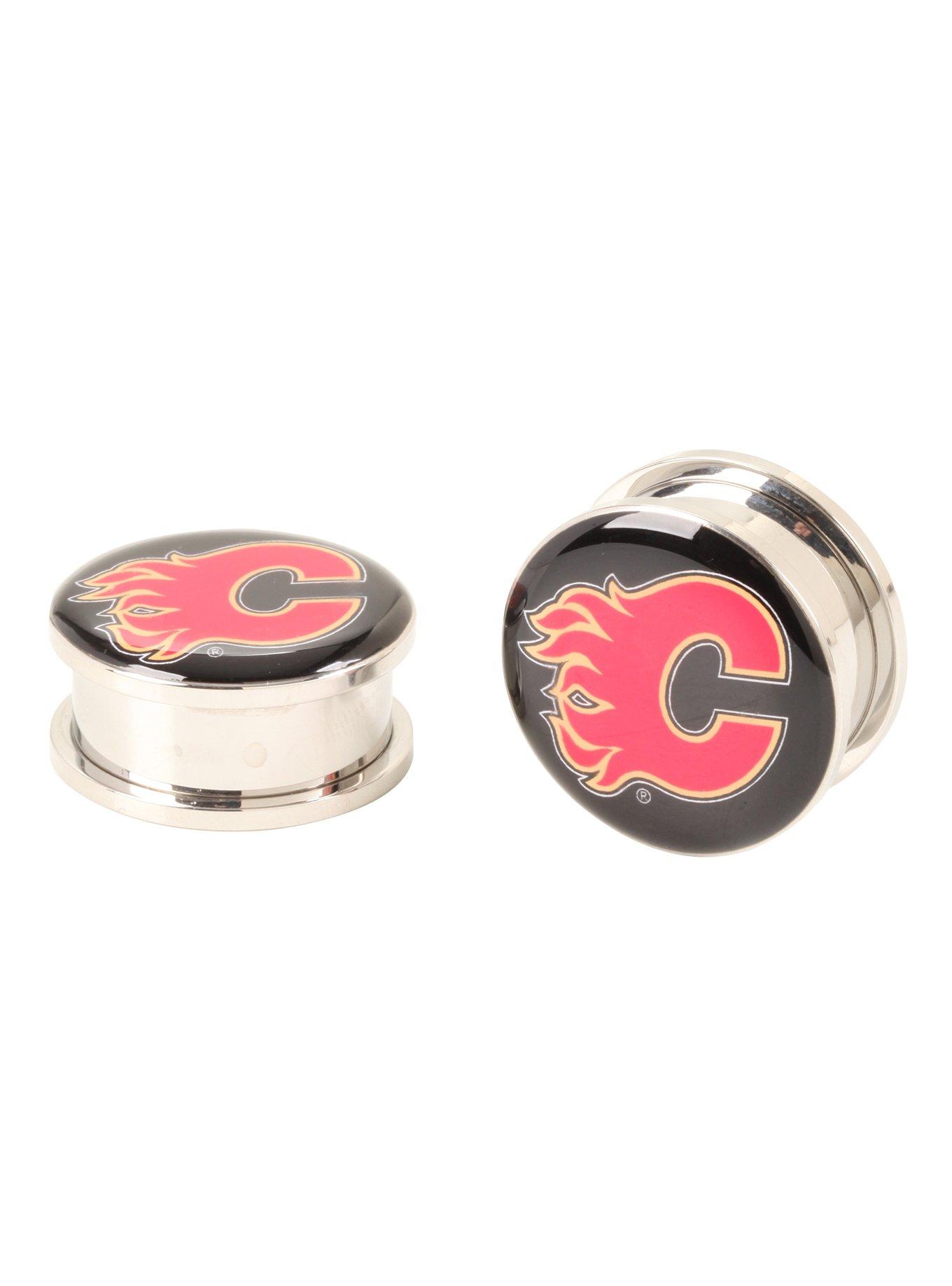 NHL Calgary Flames Steel Spool Plug 2 Pack, RED, hi-res