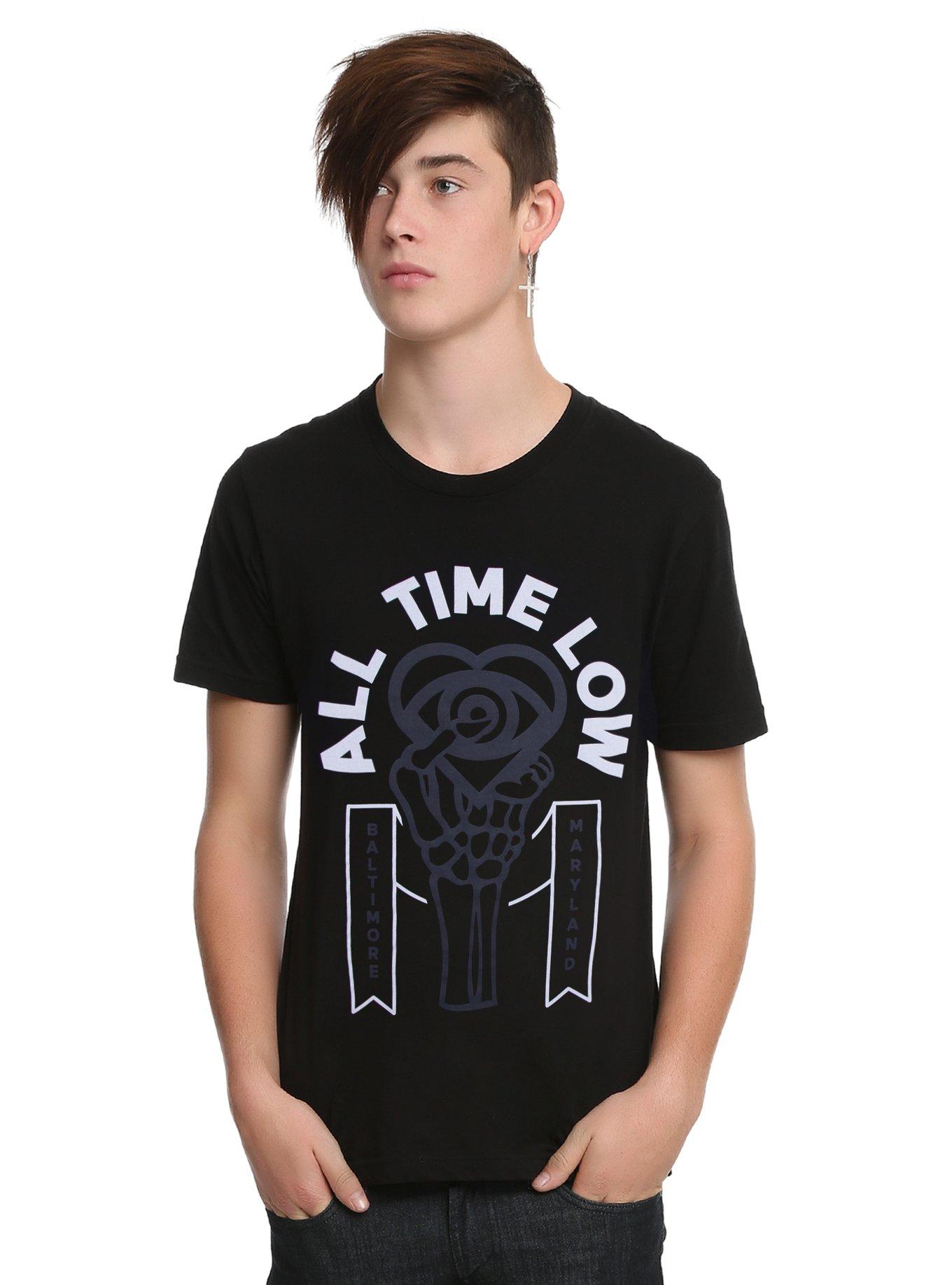 All Time Low Skeleton Hand Logo T-Shirt, BLACK, hi-res