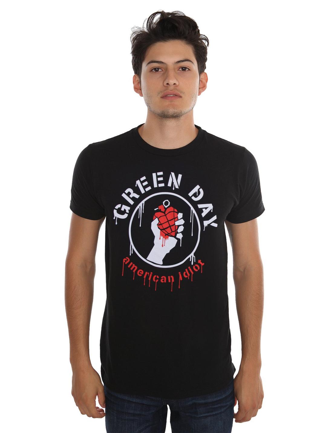 Green Day American Idiot Stencil T-Shirt, BLACK, hi-res