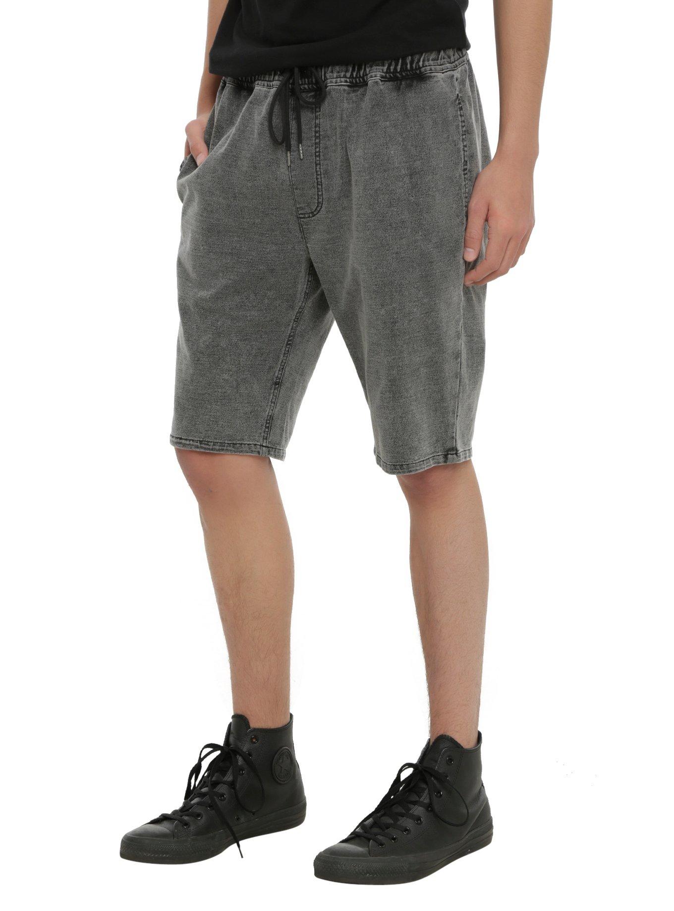 XXX RUDE Grey Mineral Wash Jogger Shorts, CHARCOAL, hi-res