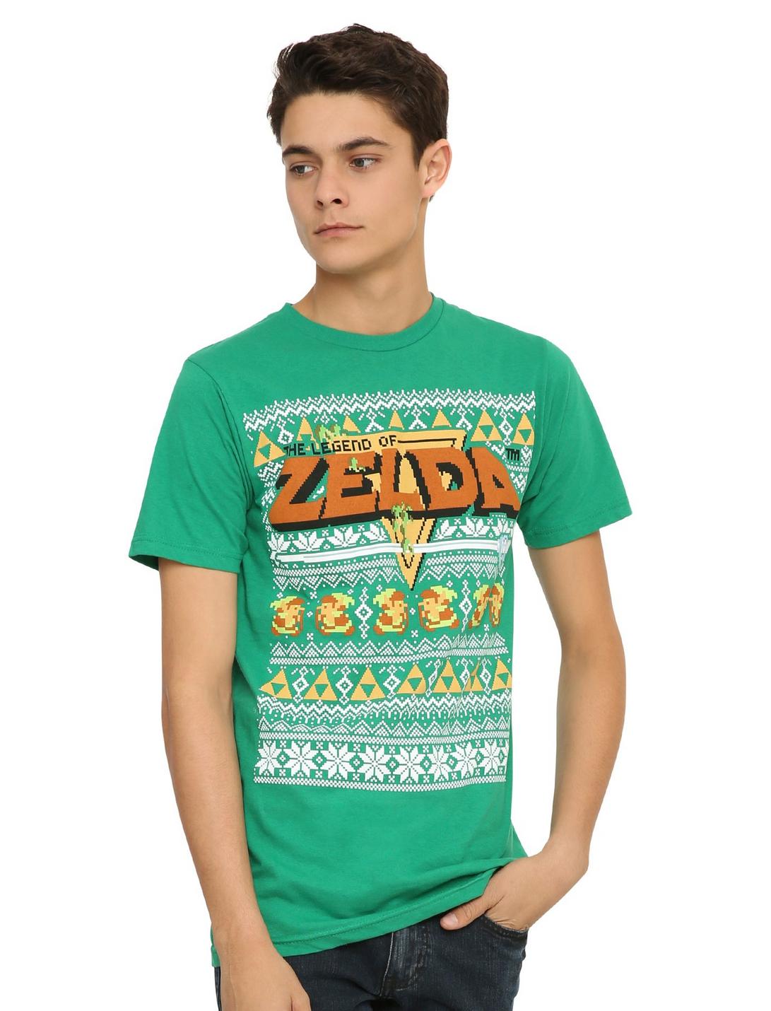 The Legend Of Zelda Fair Isle T-Shirt, GREEN, hi-res