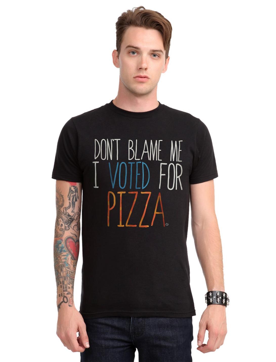 I Voted For Pizza T-Shirt, BLACK, hi-res