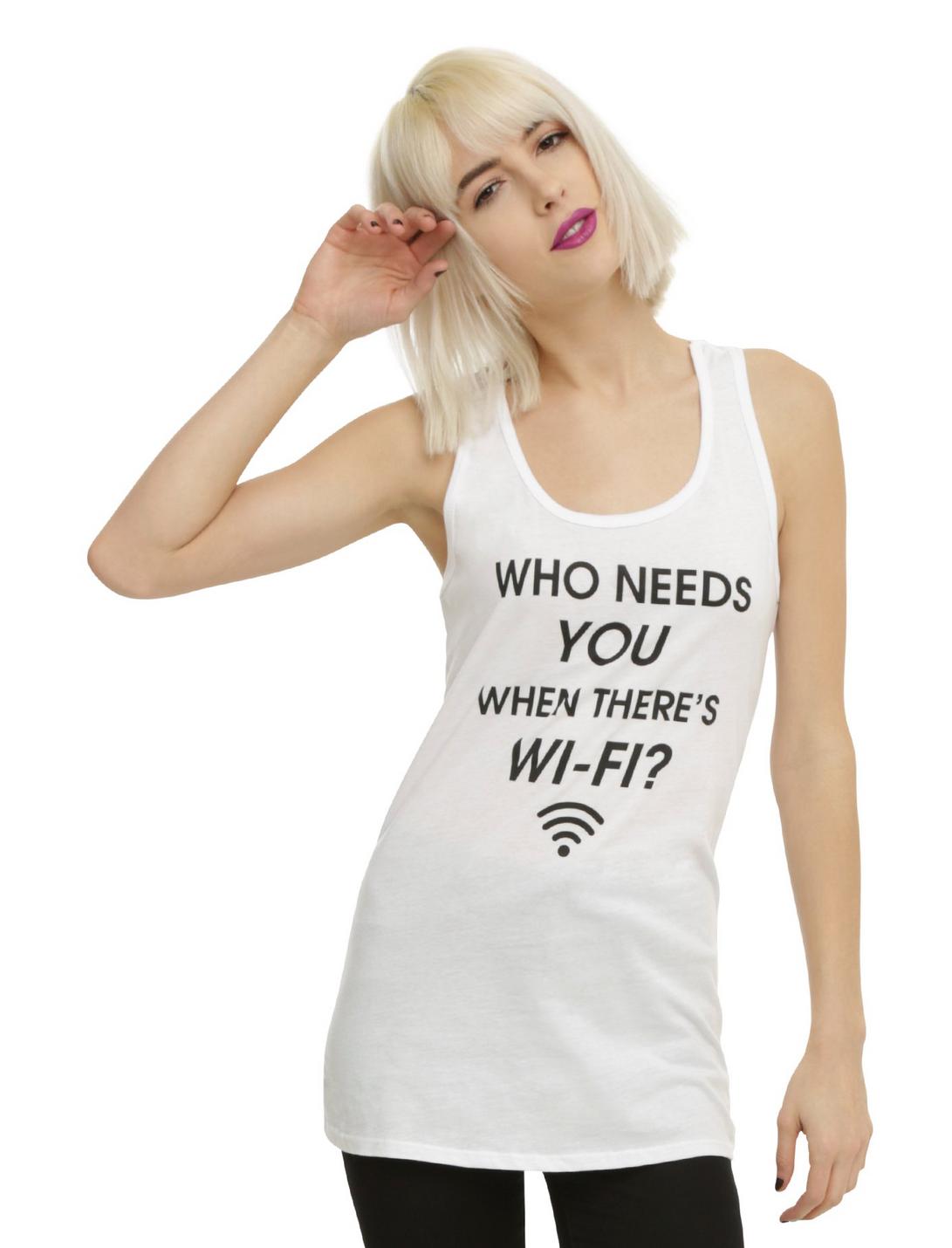 Who Needs You When There's Wi-Fi Girls Tank Top, WHITE, hi-res