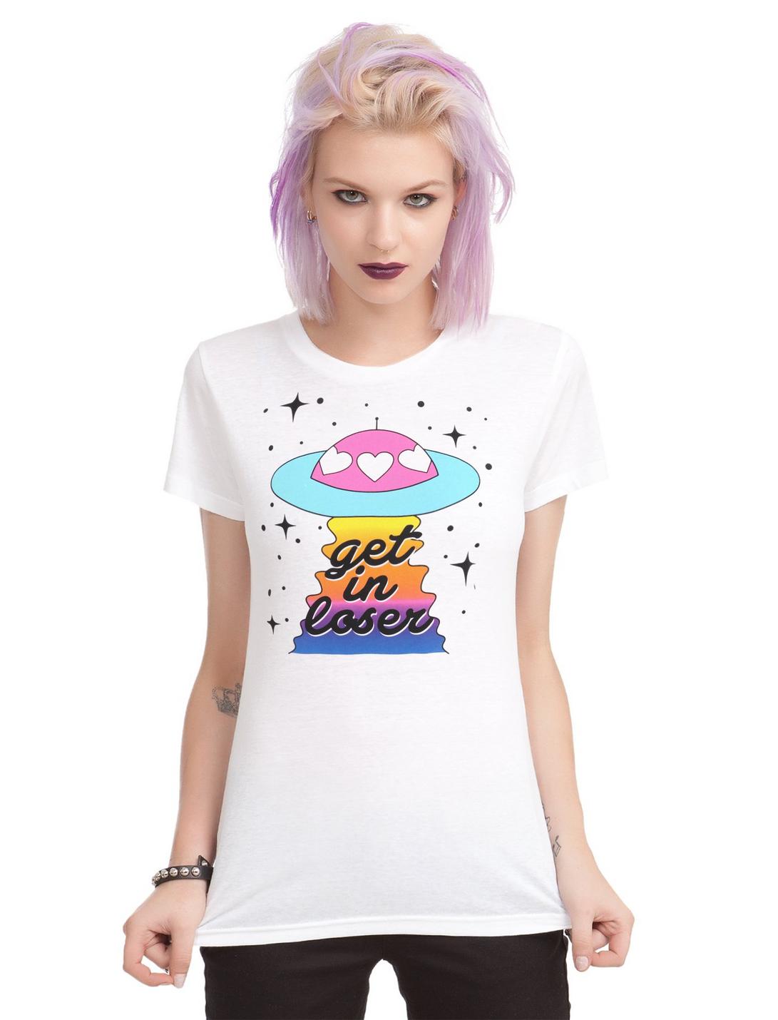 Get In Loser UFO Girls T-Shirt, WHITE, hi-res