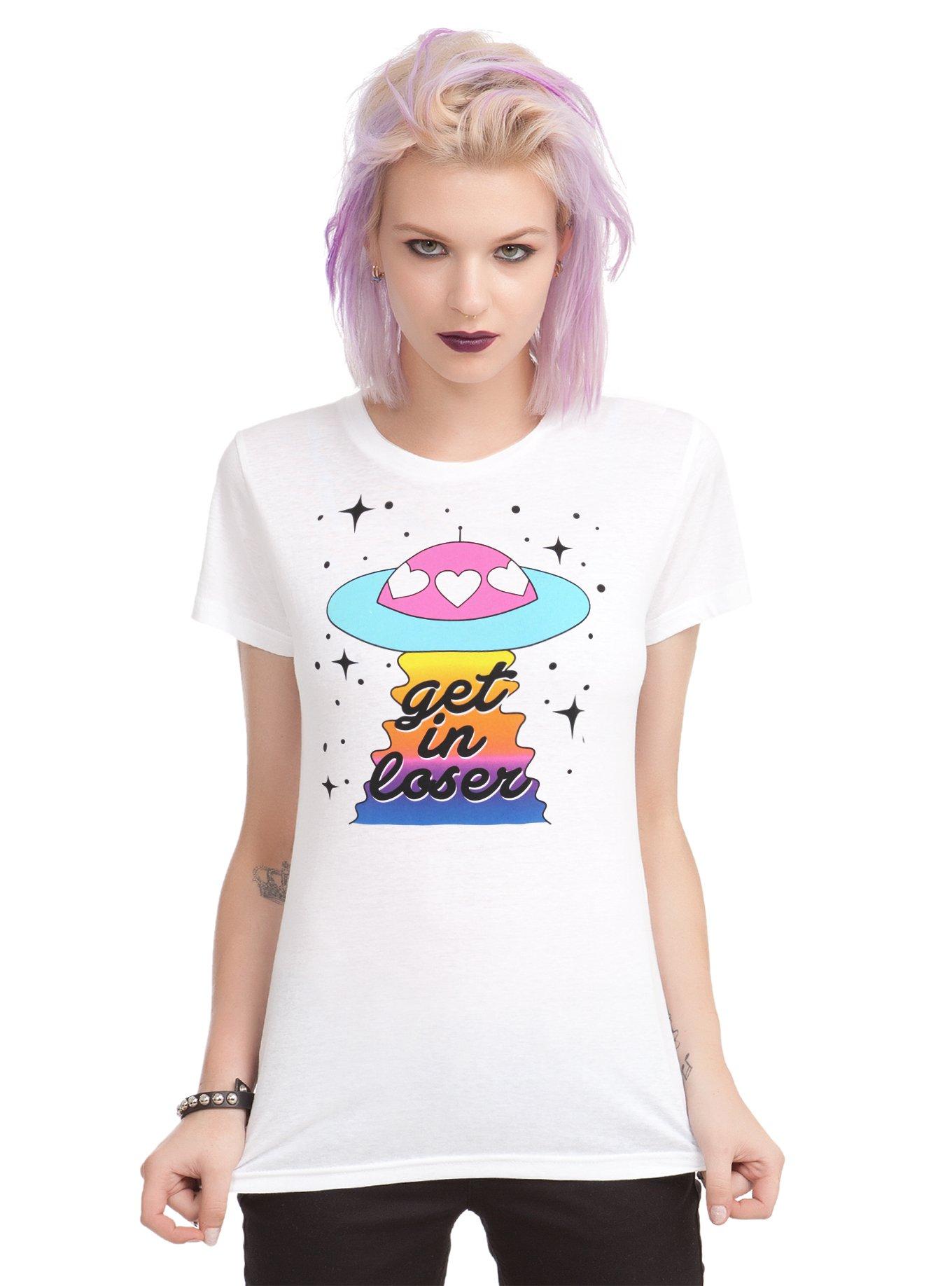 Get In Loser UFO Girls T-Shirt, WHITE, hi-res