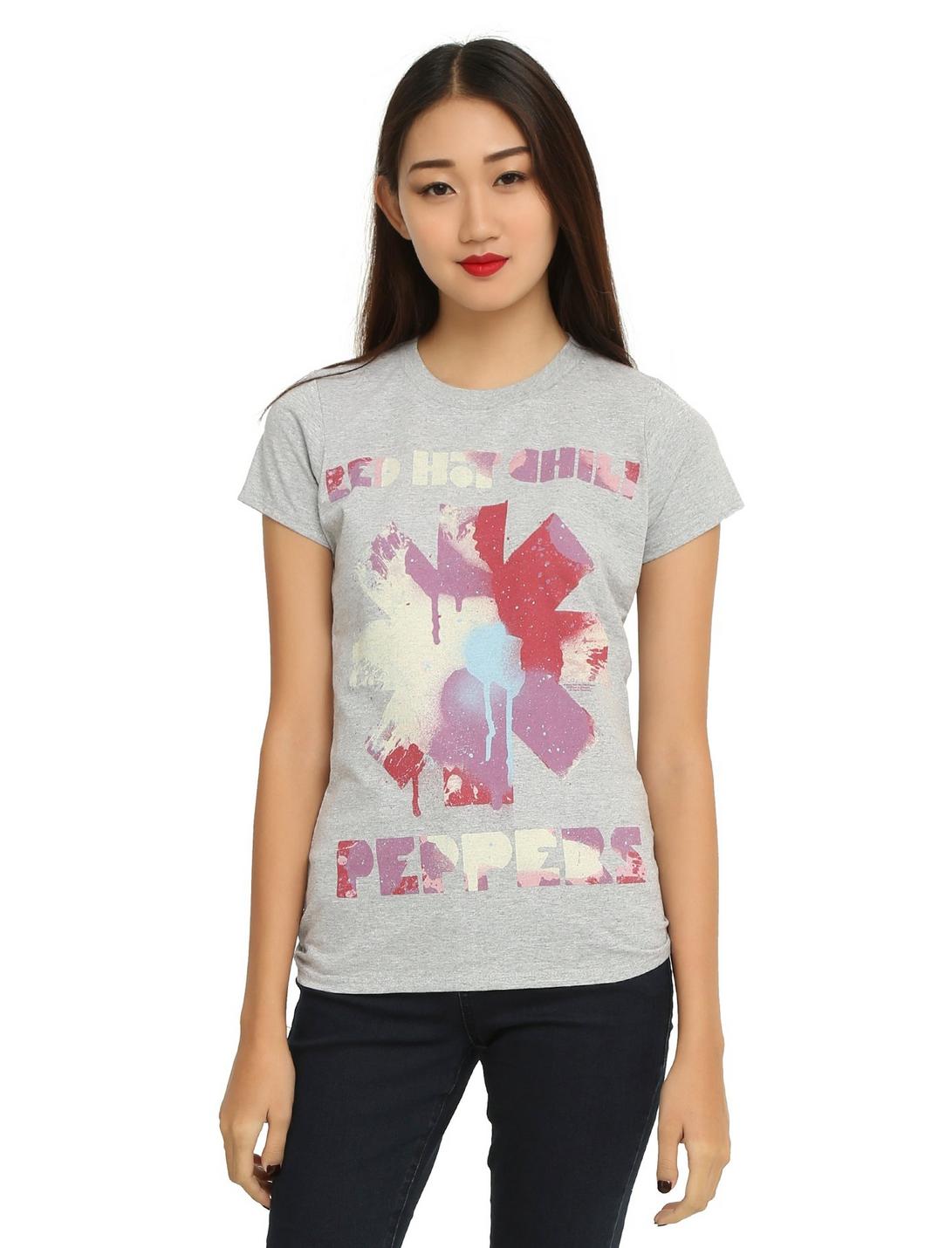 Red Hot Chili Peppers Paint Drip Logo Girls T-Shirt, HEATHER GREY, hi-res