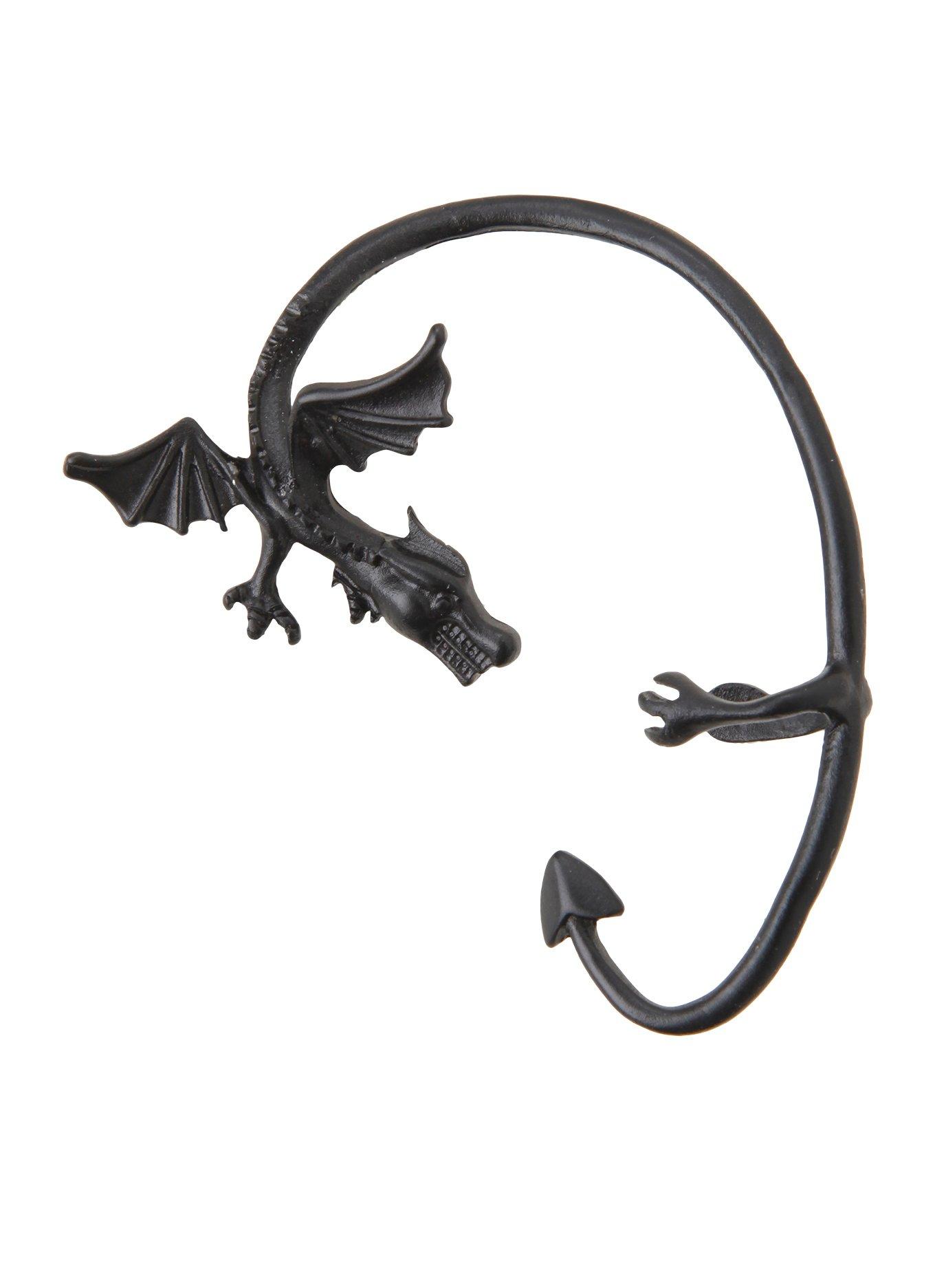 Matte Black Dragon Ear Cuff, , hi-res