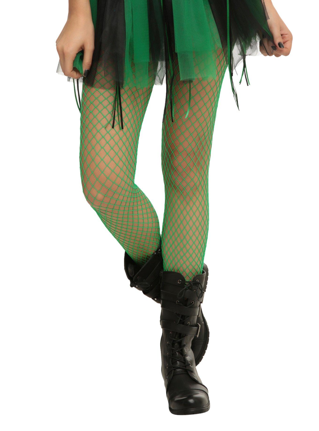 Green Alien Fishnet Tights