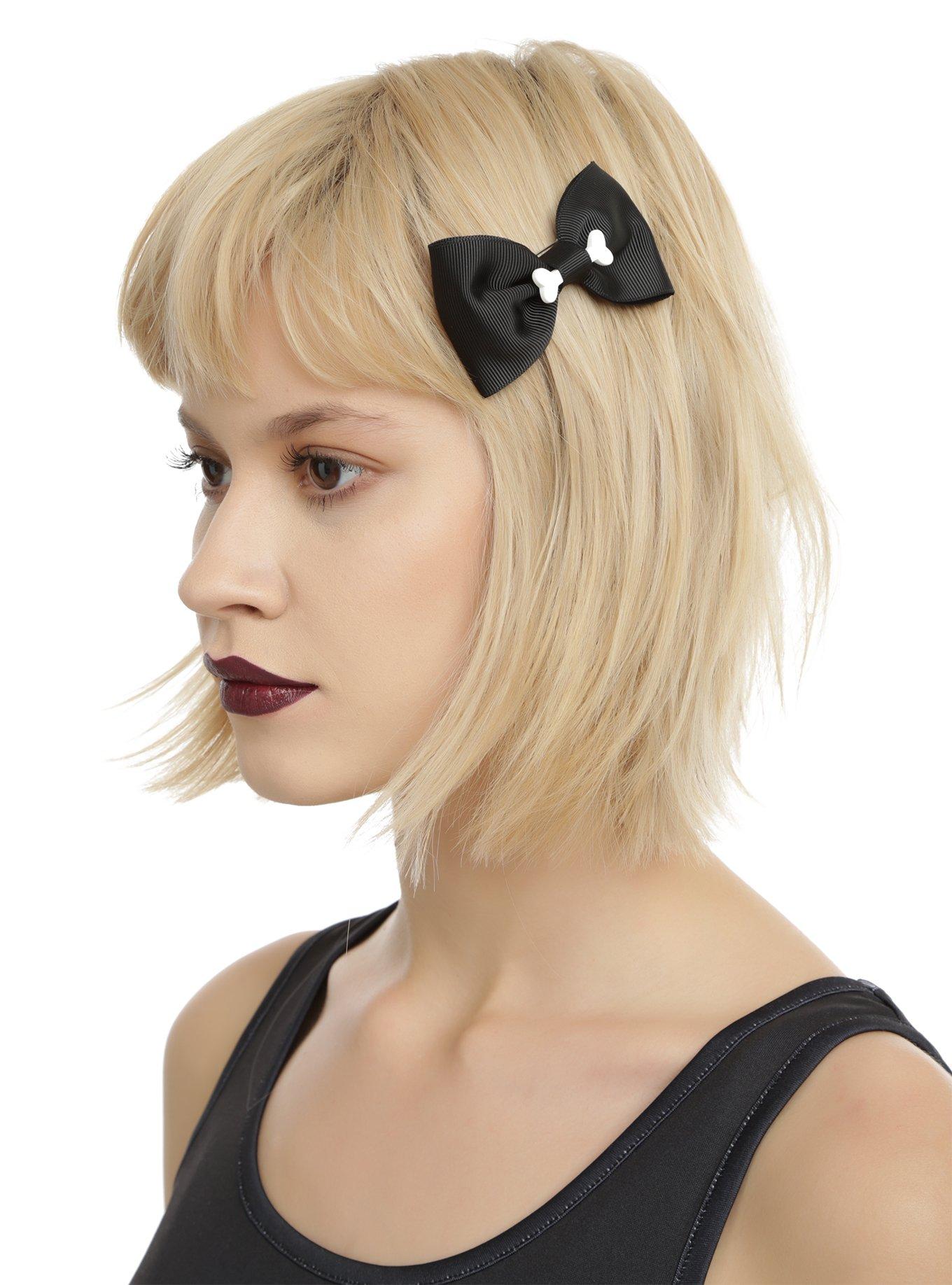 Black & White Bone Hair Bow 2 Pack, , hi-res