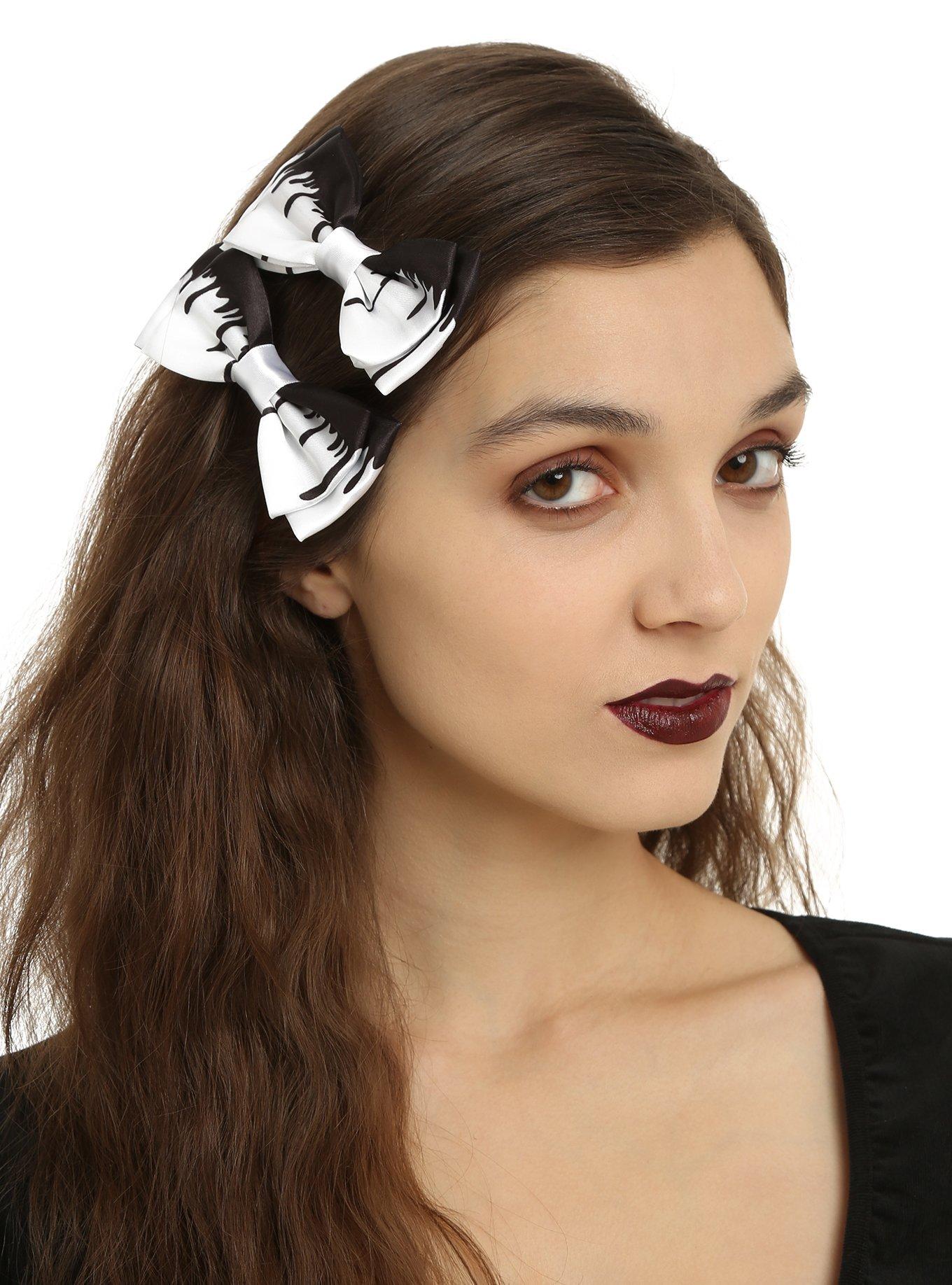 Black & White Drip Hair Bow 2 Pack, , hi-res
