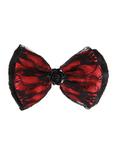 Black & Red Lace Rose Hair Bow, , hi-res