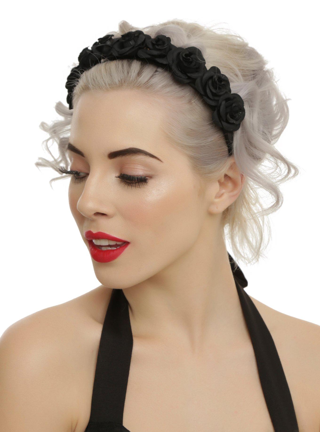 Black Rose Headband, , hi-res