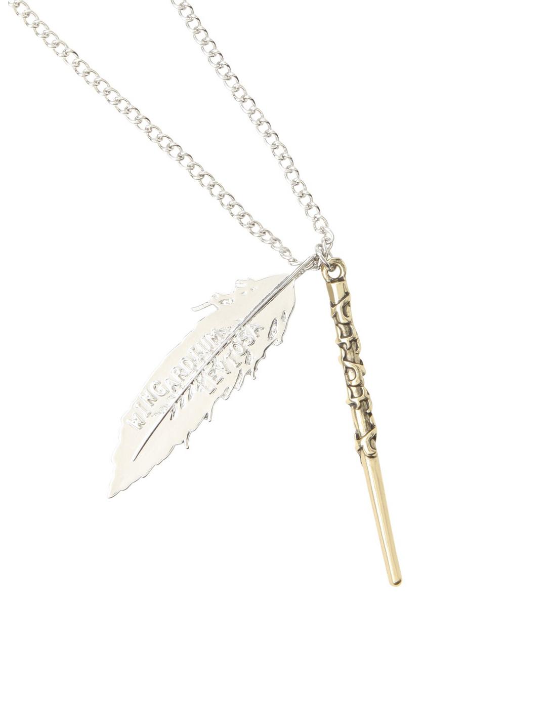Harry Potter Wand & Feather Necklace, , hi-res
