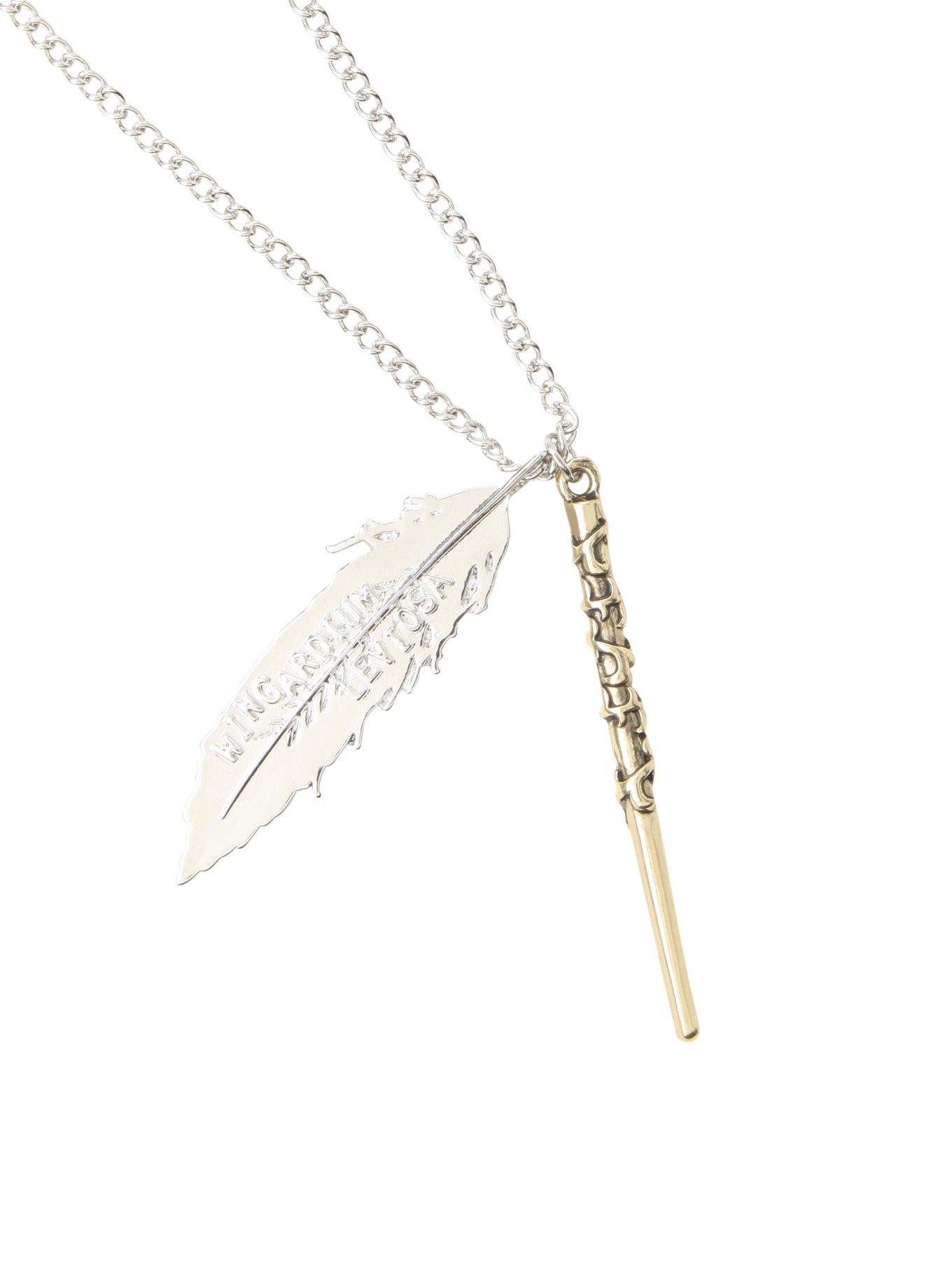 Harry Potter Wand & Feather Necklace, , hi-res