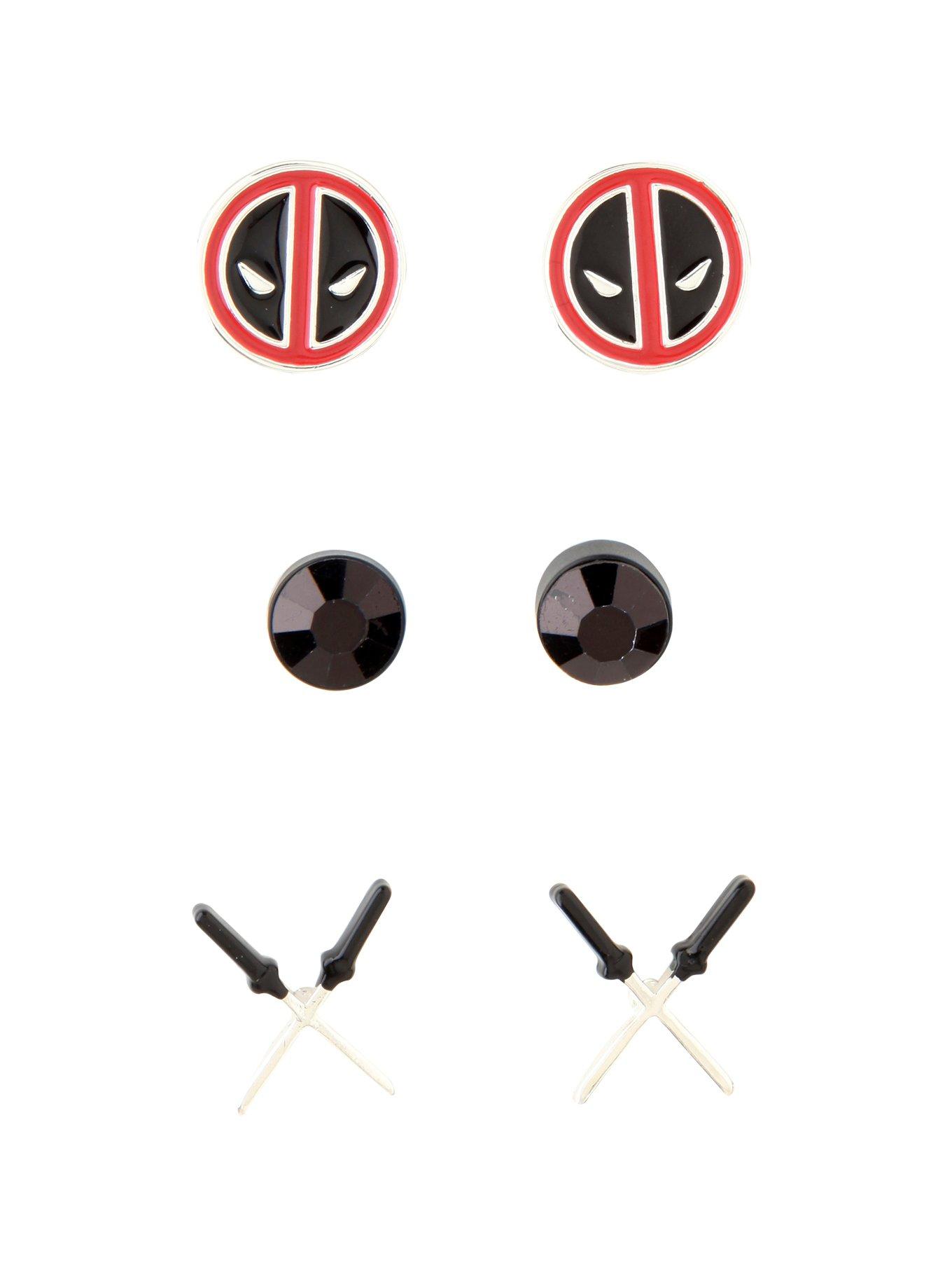 Marvel Deadpool Earrings 3 Pair, , hi-res