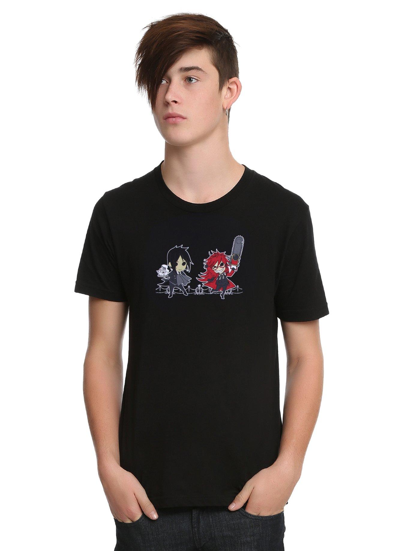 Black Butler Chibi Sebastian & Grell T-Shirt, BLACK, hi-res