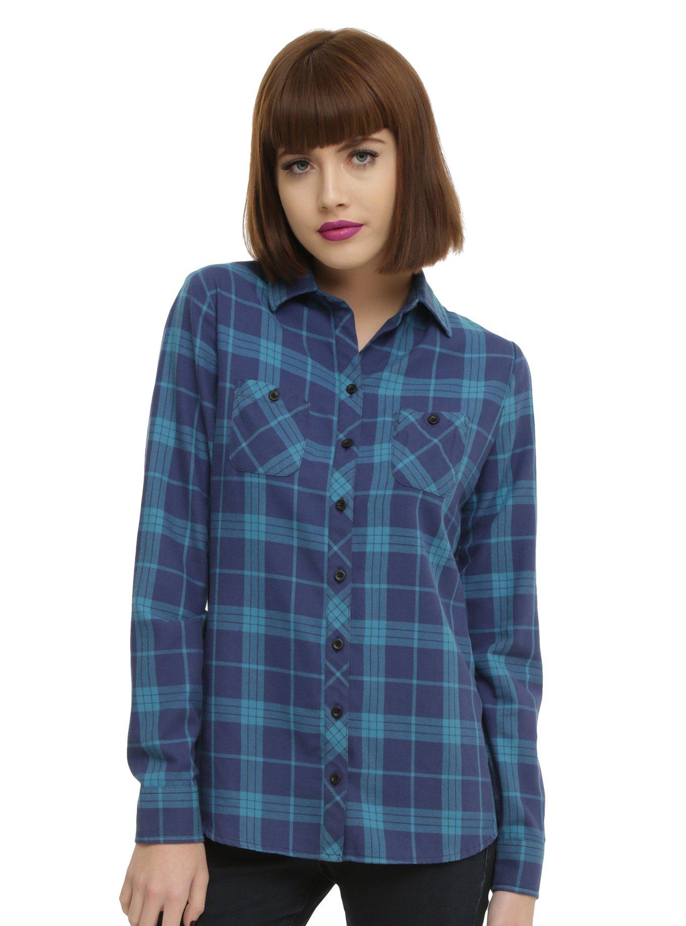 Disney Lilo & Stitch Ohana Plaid Girls Woven Button-Up | Hot Topic