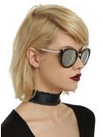 Black Gold Accent Cat Eye With Mirror Lens Sunglasses, , hi-res
