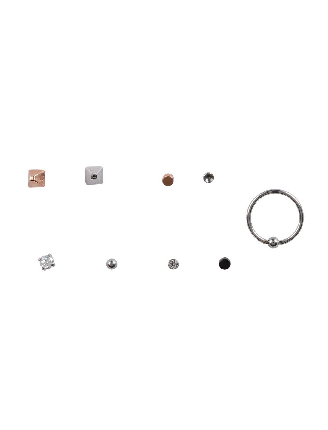 Steel Mixed Bling Nose Stud 9 Pack, , hi-res