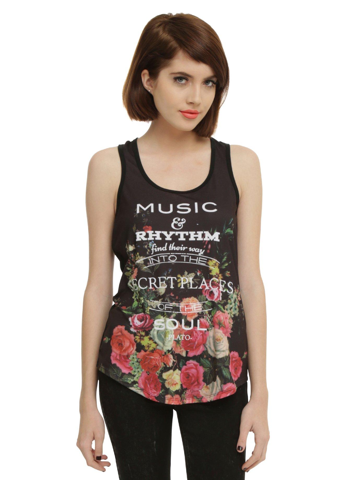 Plato Music Quote Sublimation Girls Tank Top, BLACK, hi-res
