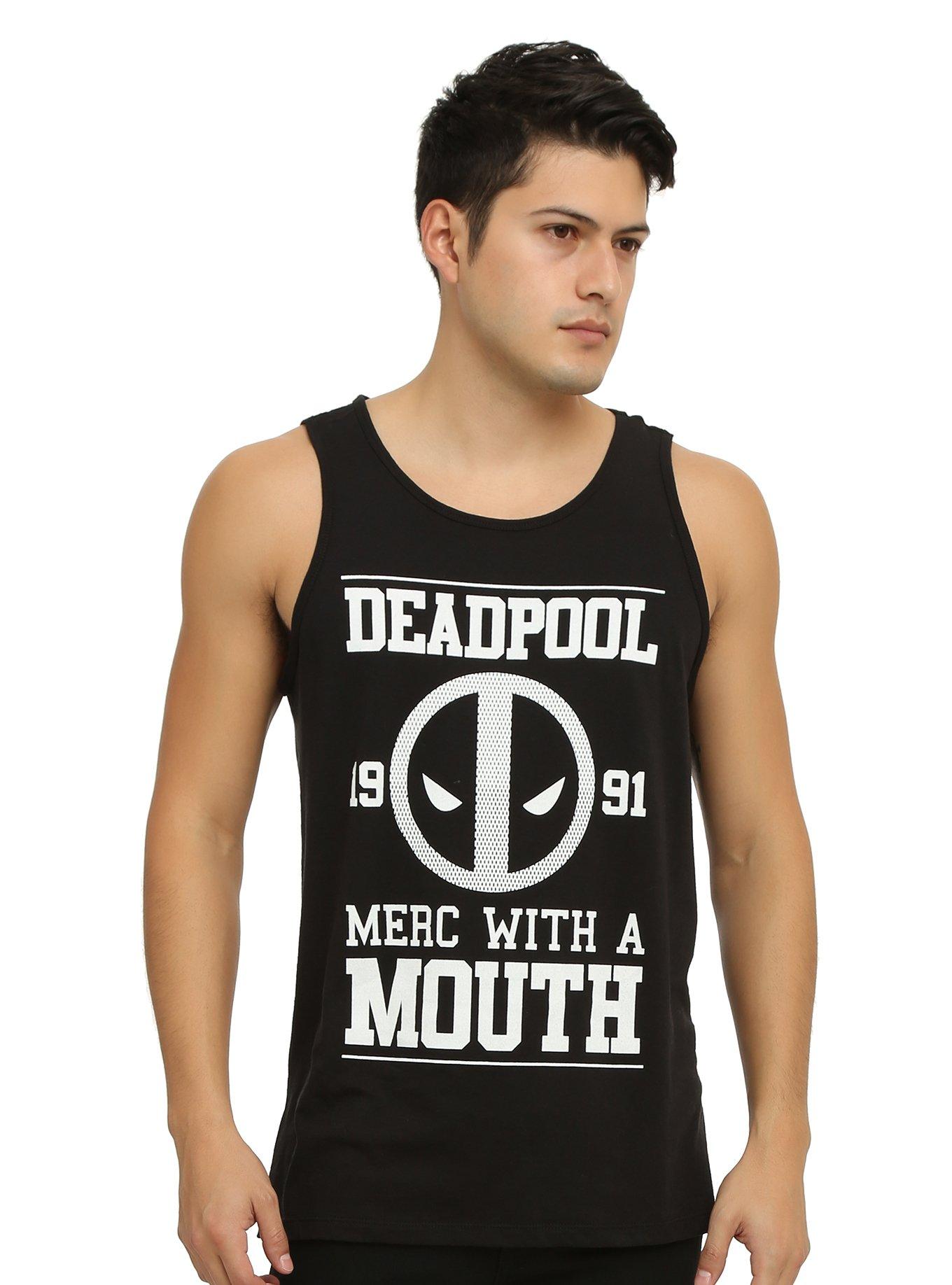 Marvel Deadpool Varsity Logo Tank Top, BLACK, hi-res