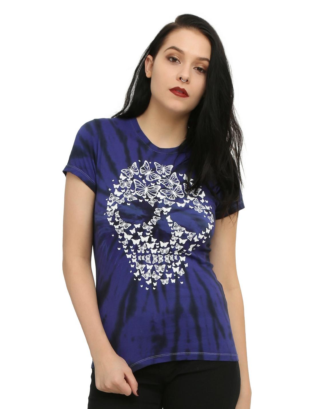 Butterfly Skull Purple Tie Dye Girls T-Shirt, TIE DYE, hi-res