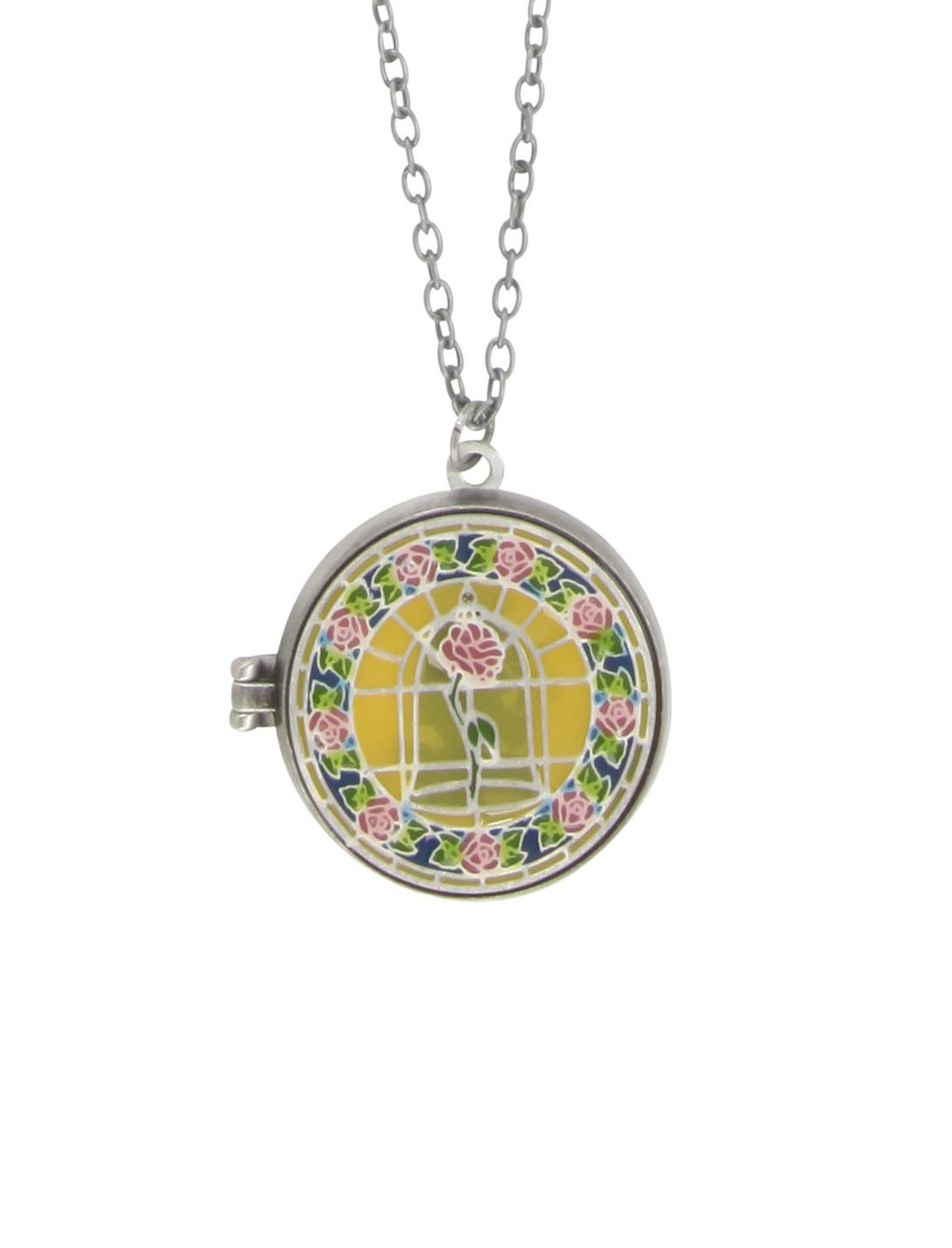 Disney Beauty And The Beast Stained Glass Locket, , hi-res