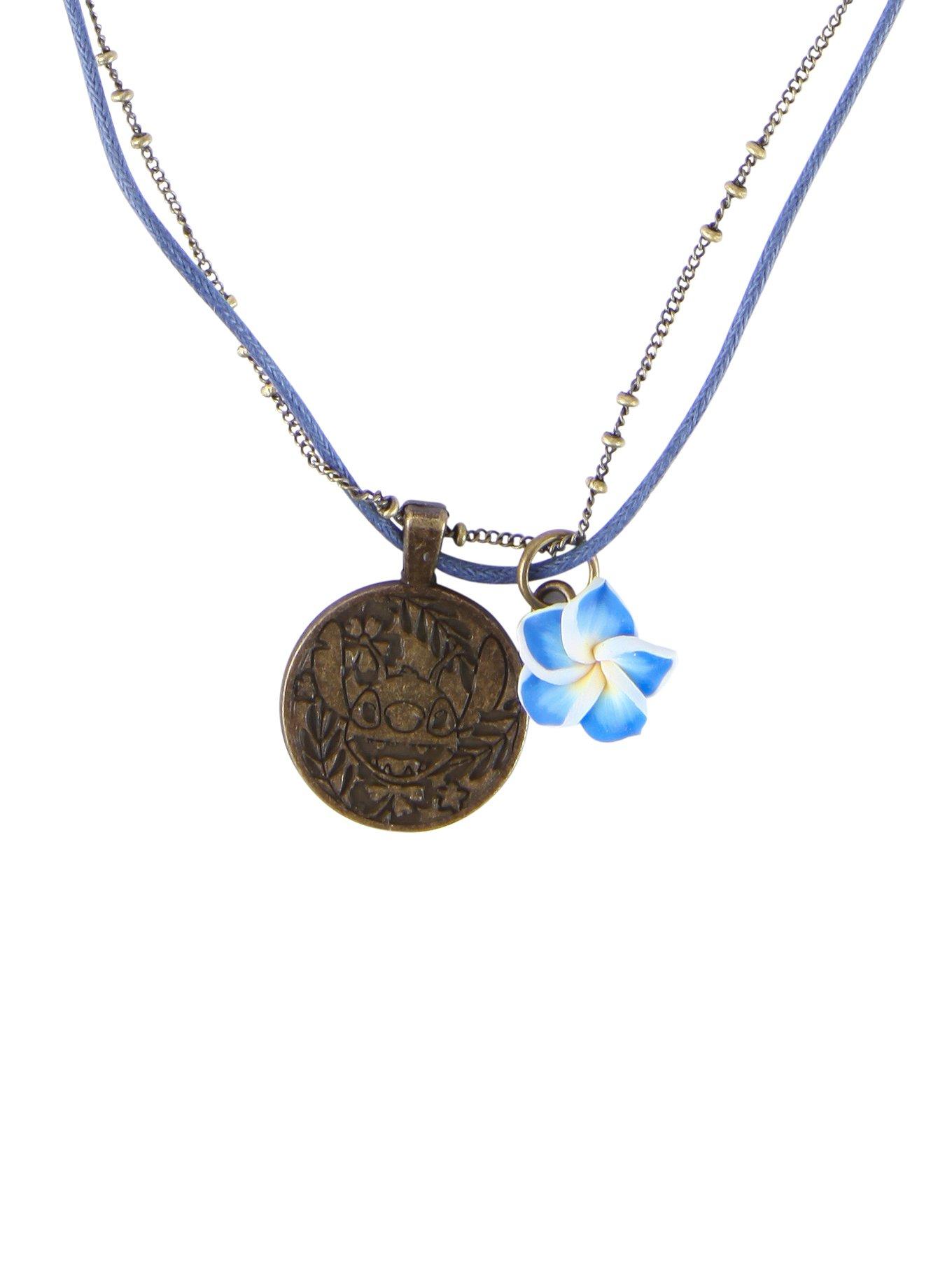Disney Lilo & Stitch Stitch Hibiscus Chain & Cord Necklace, , hi-res