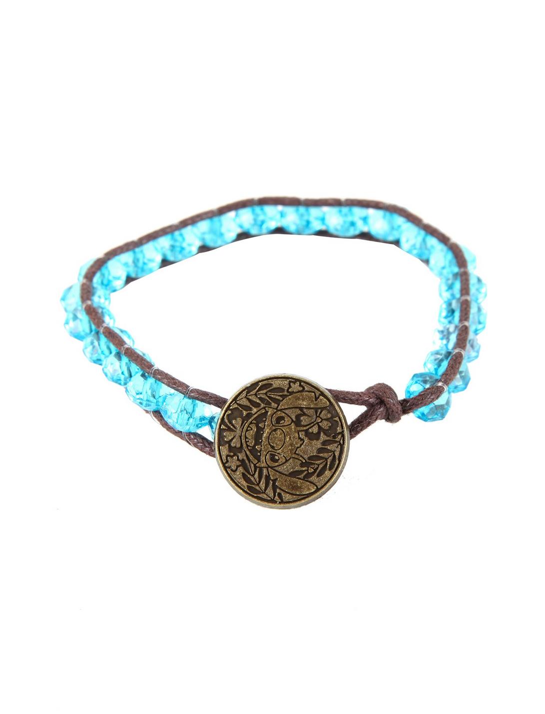 Disney Lilo & Stitch Stitch Blue Bead Brown Cord Bracelet, , hi-res
