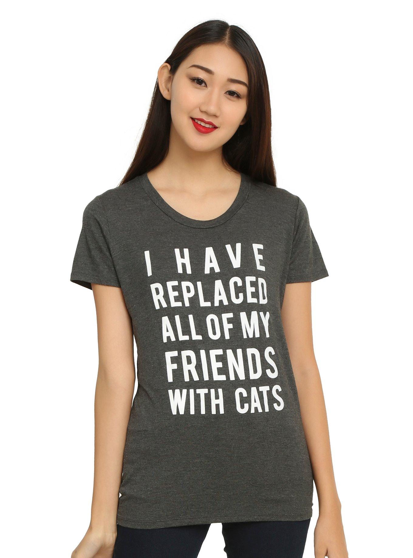 Replaced Friends With Cats Girls T-Shirt, , hi-res