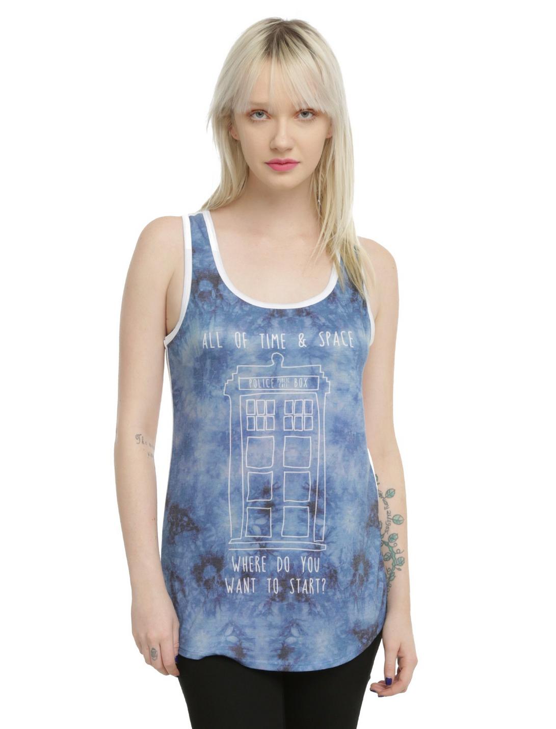 Doctor Who All Of Time & Space TARDIS Sublimation Girls Tank Top, BLUE, hi-res