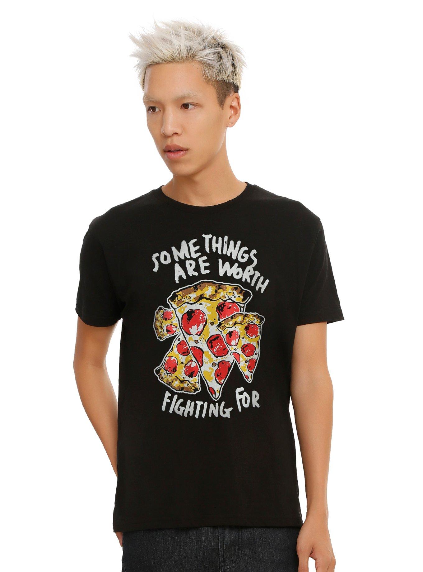 Some Things Are Worth Fighting For Pizza T-Shirt, BLACK, hi-res