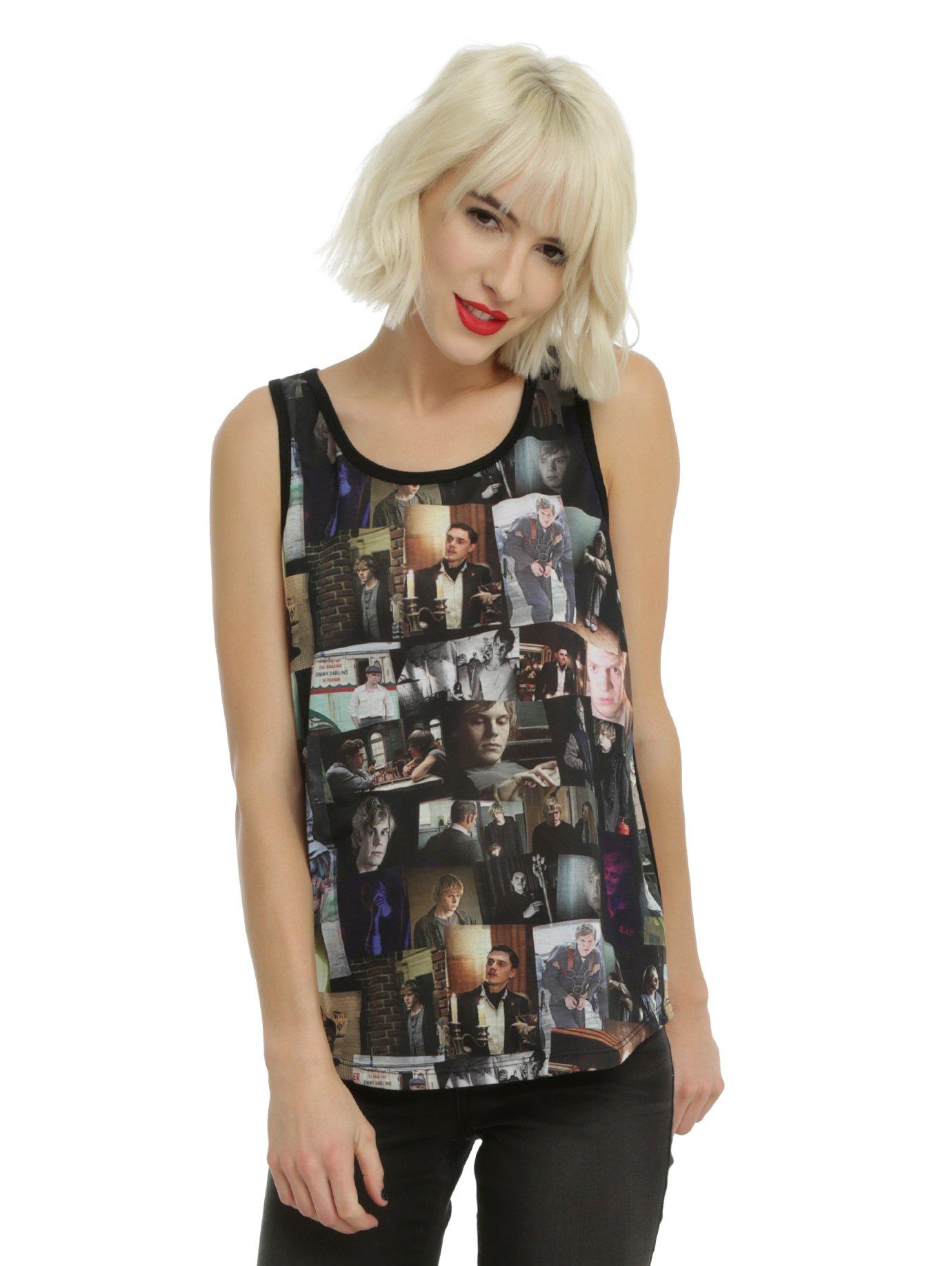 American Horror Story Evan Peters Collage Girls Tank Top, BLACK, hi-res