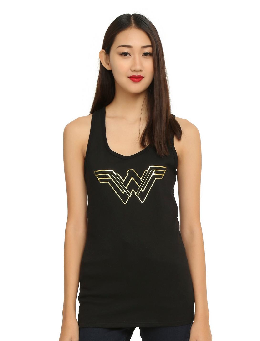 DC Comics Batman V Superman: Dawn Of Justice Wonder Woman Logo Girls Tank Top, BLACK, hi-res